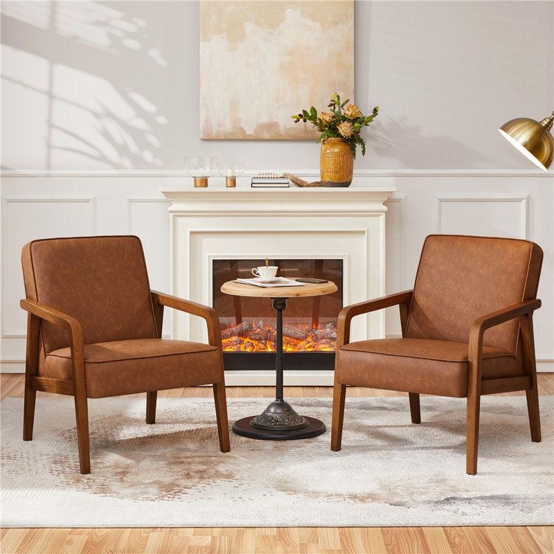 Chaise d'appoint rembourrée Modern, Marron clair