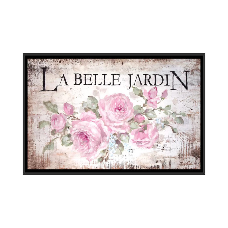 " La Belle Jardin " by Debi Coules, 18" H x 26" W x 1.5" D, Black Floater Framed Canvas, No Mat