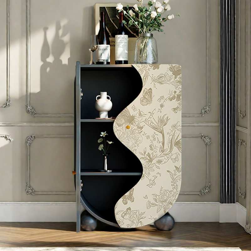 A multi-functional accent cabinet beside the sofa, Black