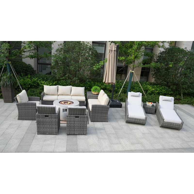 - Person Patio Conversation Set with Cushions, Gray