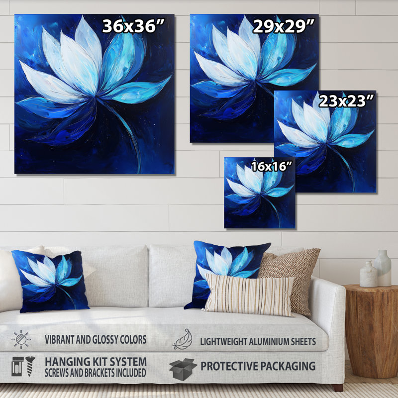 Éternelle mélodie de tulipe bleue I - décoration murale en métal florale, impression de tulipe, H 16 po x l 16 po