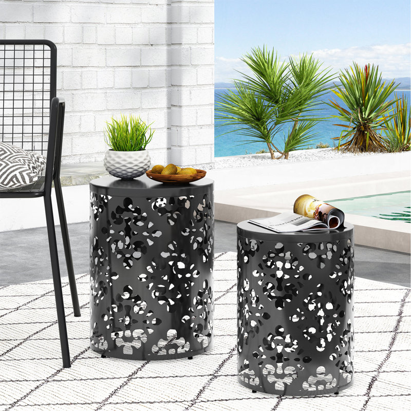 Metal S/2 End Table, Black