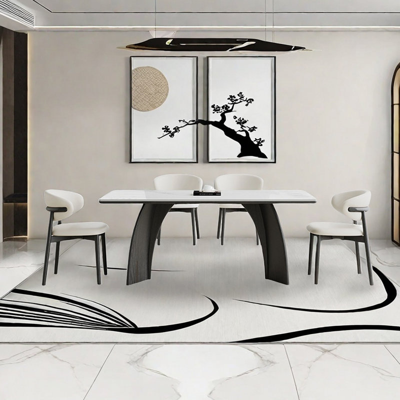 Rectangular Rock plate Dining Table sets, 29.52"H x 70.86"L x 31.49"W