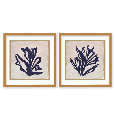 Coastal Retreat Chromatic Currents: A Diptych Of Red And Blue Ocean Plants by Gypsea Village
