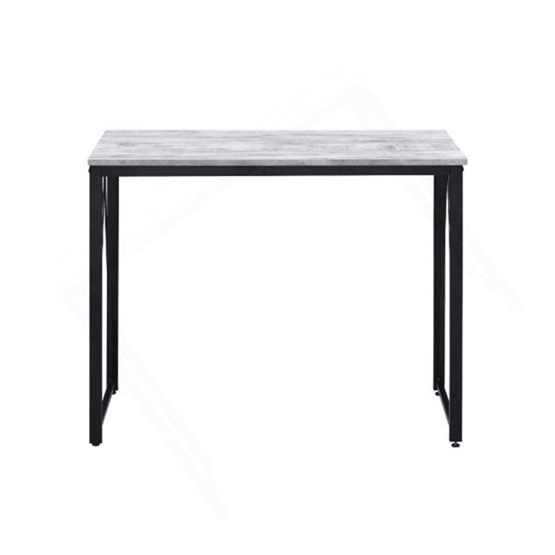 Bureau d'écriture rectangulaire avec base en métal, blanc antique et noir