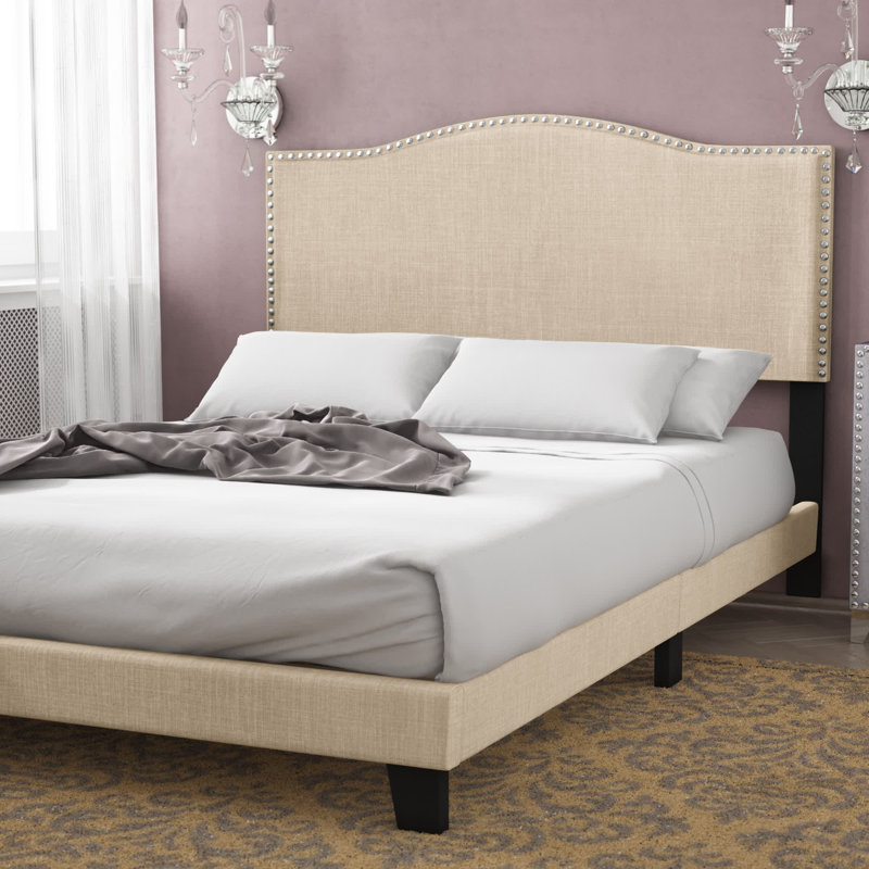 Lit tapissier standard à profil bas Hornersville, Double, Polyester brouillard