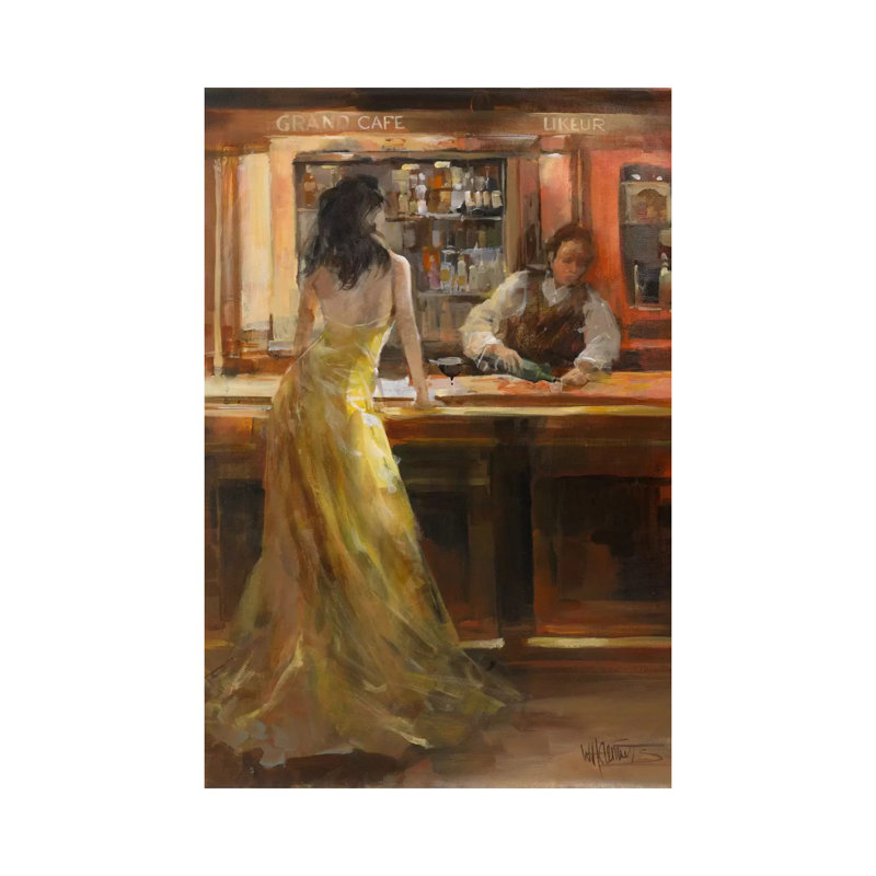 Lady In Grand Cafe by Willem Haenraets - Wrapped Canvas Print, 20.32 cm H x 30.48 cm W