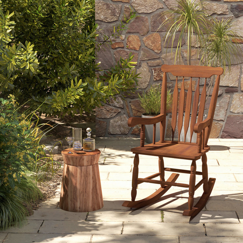 Chaise berçante d'extérieur en bois, Teck