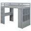 Lit mezzanine gris avec un vaste inventaire de grandes tablettes, bureau fonctionnel, éclairage à DEL - taille élégante et sécuritaire dans une réserve abondante et bureau pratique-606756032-606756034