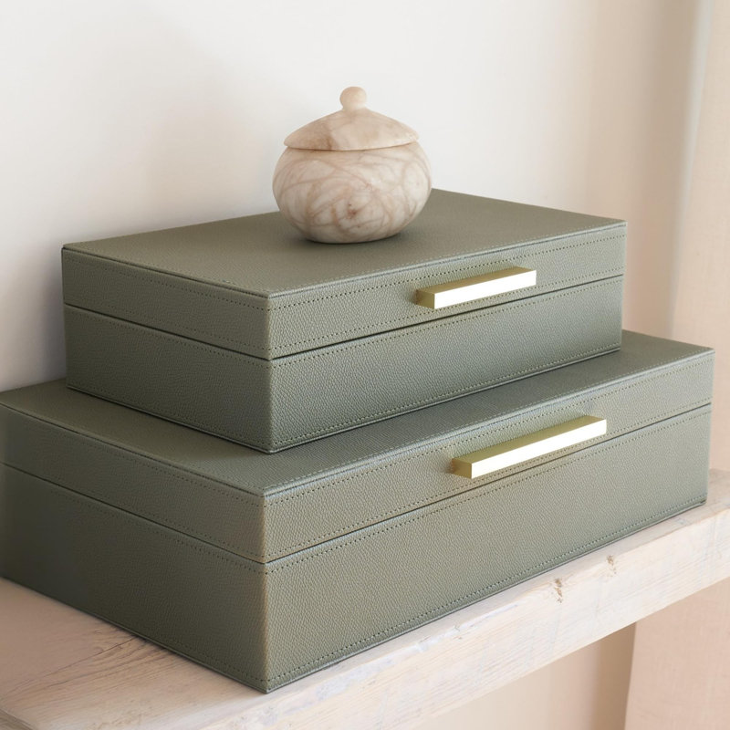 Sage Green Dual-size Decorative Storage Box Set