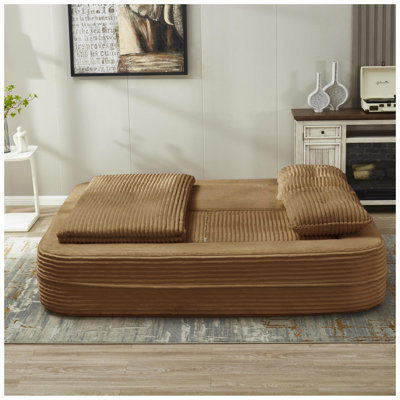 Canapé-lit modulaire convertible en velours côtelé moelleux avec méridienne indépendante, canapé pour très grand lit de 80 po et couverture à double usage