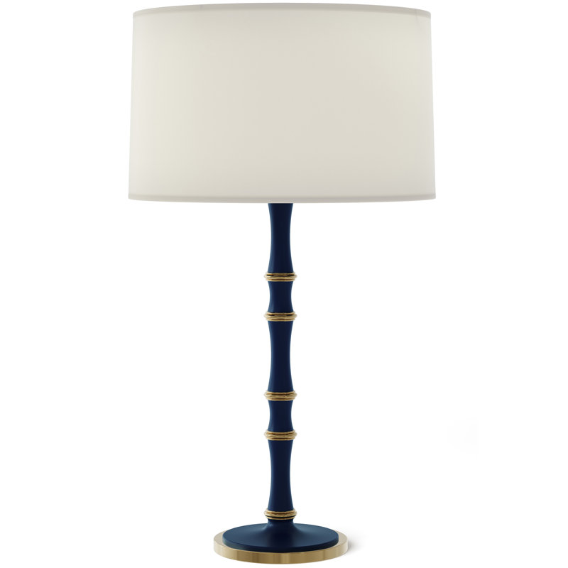 Kane Metal Table Lamp, Celadon, Polished Nickel, Matte Midnight Blue