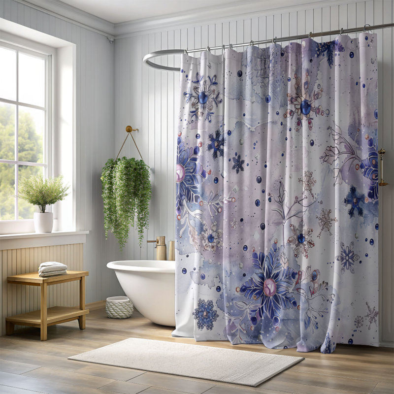Rideaux de douche Snow Flakes - Premium, H 74 po x l 71 po