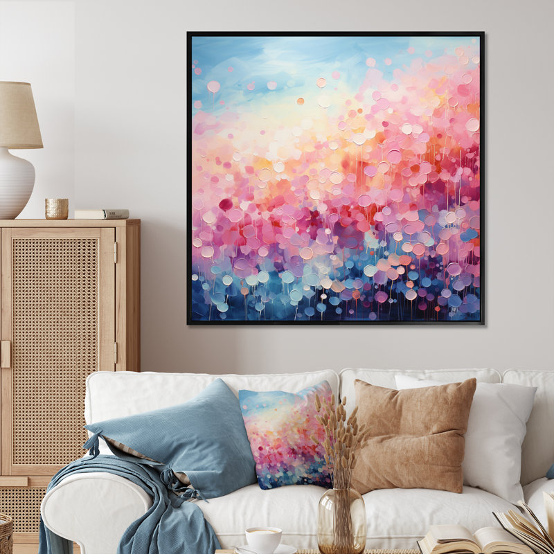 Cotton Candy I - Abstract Wallsapes Art, art mural, Cadre flottant noir, 44" H x 44" W