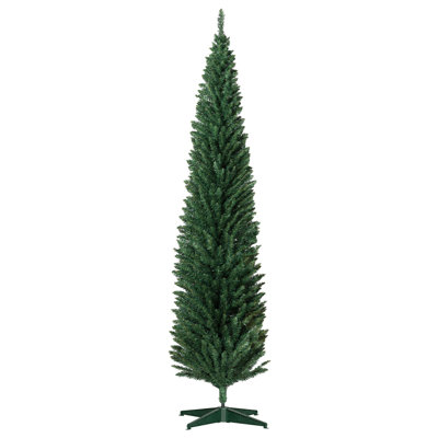 Arbre de Noël mince 8 pi - Arbre à crayons artificiel avec support robuste, parfait pour les petits espaces, la maison et le salon