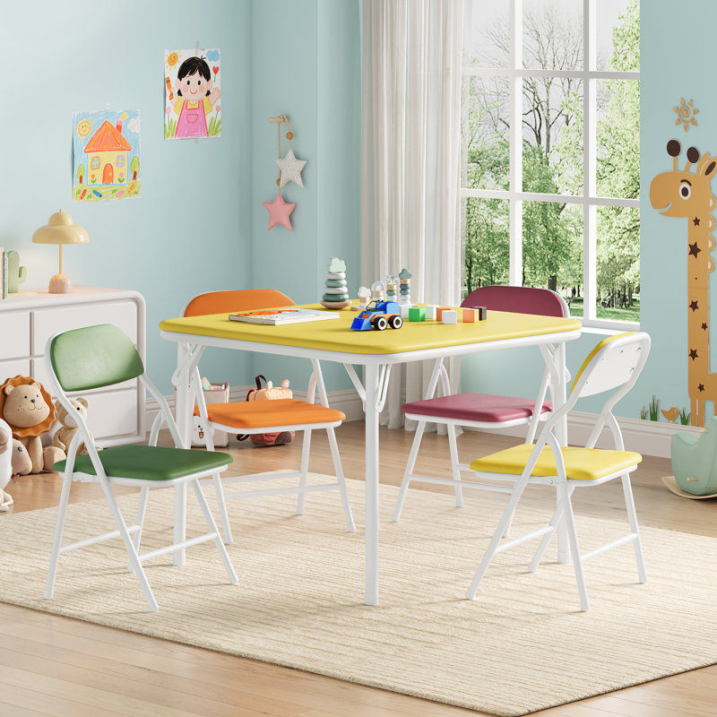 Kids and Chair Set, Yellow/Red/Orange/Green