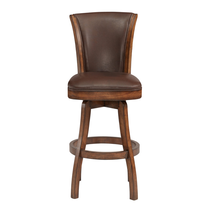 Shockley Swivel Armless Bar/Counter Stool in Wood and Faux Leather, Counter Stool (26" Seat Height), Kahlua, Chestnut