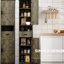 Armoire de rangement de 69 po de hauteur avec 2 portes de grange et 1 tiroir. Gris, tablettes réglables pour la salle de bain, le salon, la cuisine et le tiroir, tablettes, vestibule, cuisine, grand espace-529161109