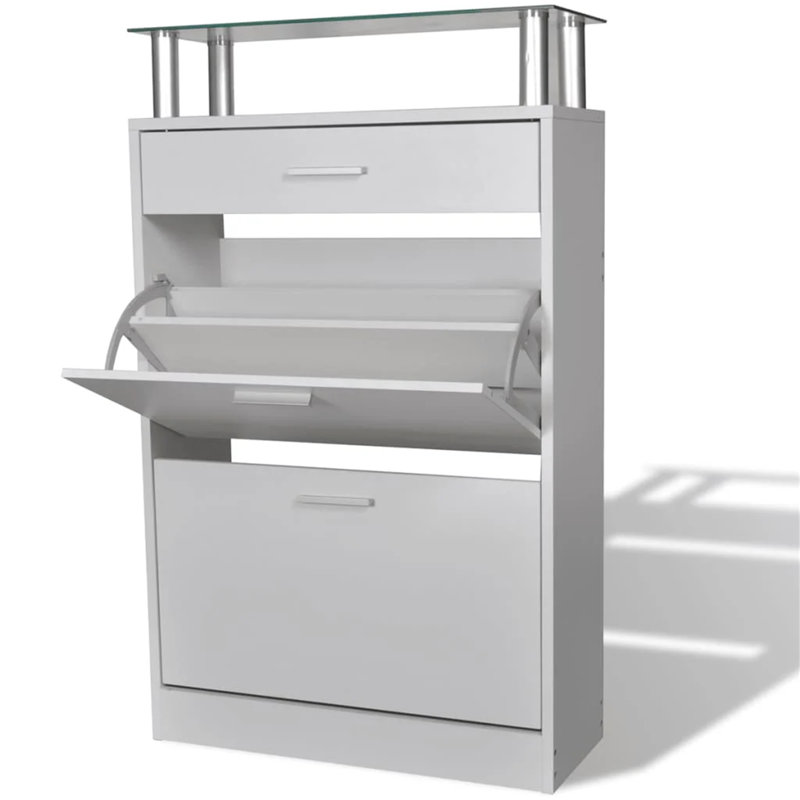 6 Pair Shoe Storage Cabinet, White