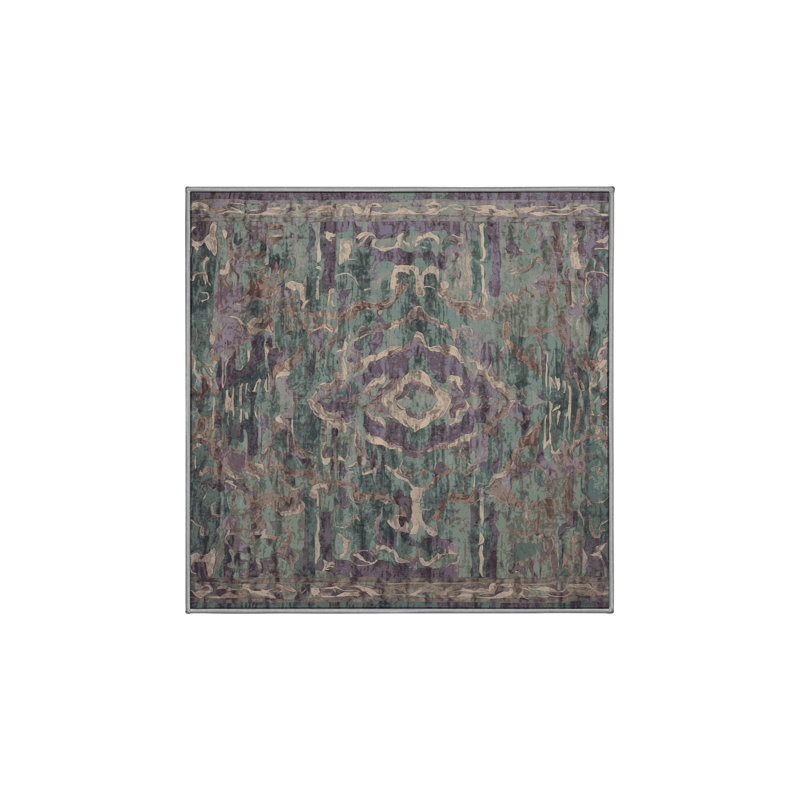 Machine Washable Gray Area Rug, Square 6'
