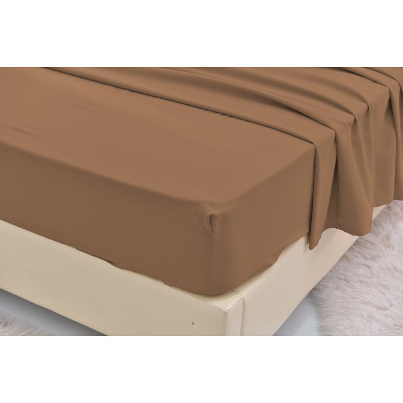 Ensemble de literie en rayonne de bambou, Brun, Ensemble de draps pour lit simple TG + un drap-hou