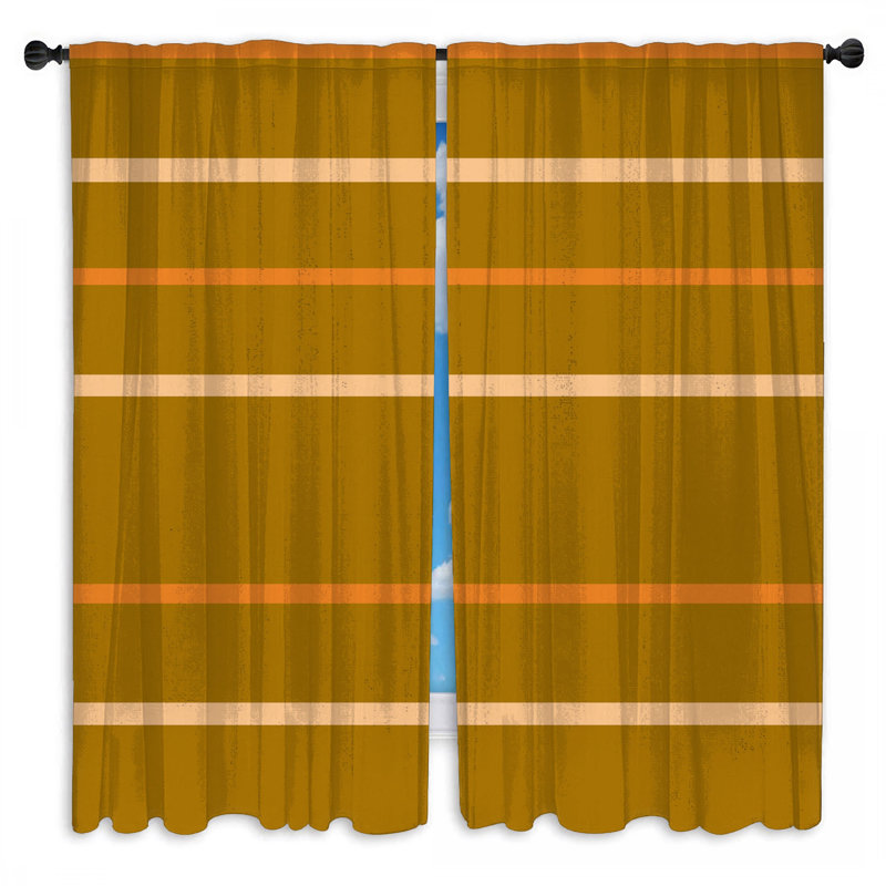 Rideaux de fenêtre orange et beige à rayures transparentes et obscurcissantes - 2 panneaux, 40 po x 80 po - 2 panneaux