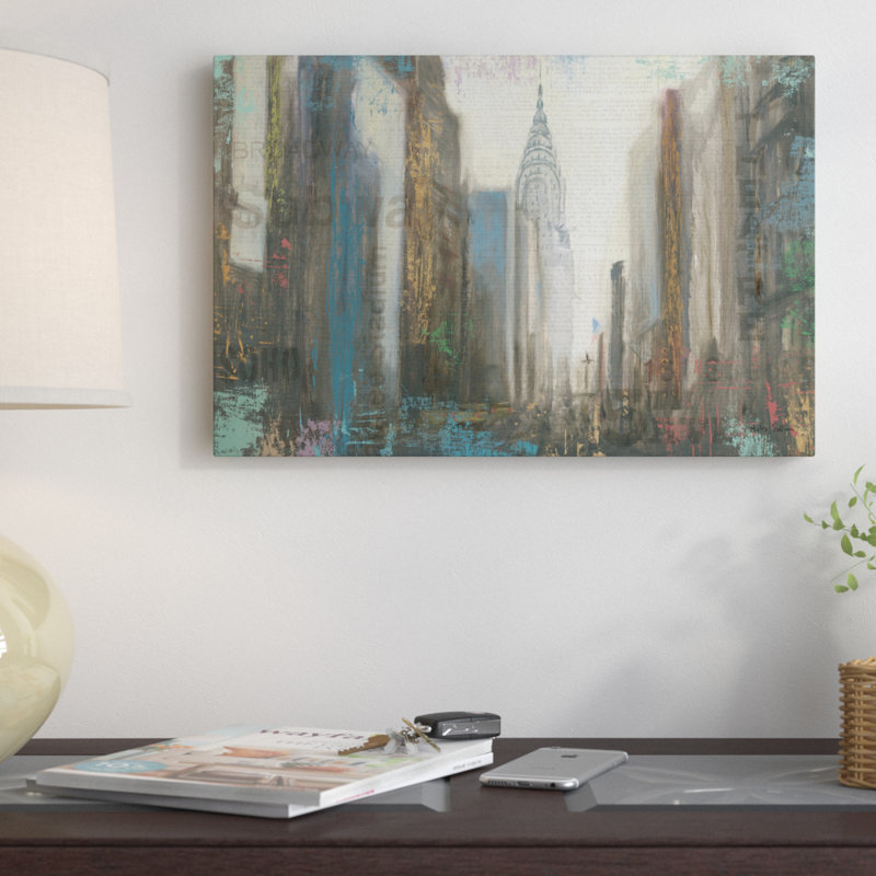 « urban mouvement », reproduction d’art sur toile tendue, H 18 po x l 26 po x P 1,5 po, Toile avec cadre noir, Pas de tapis