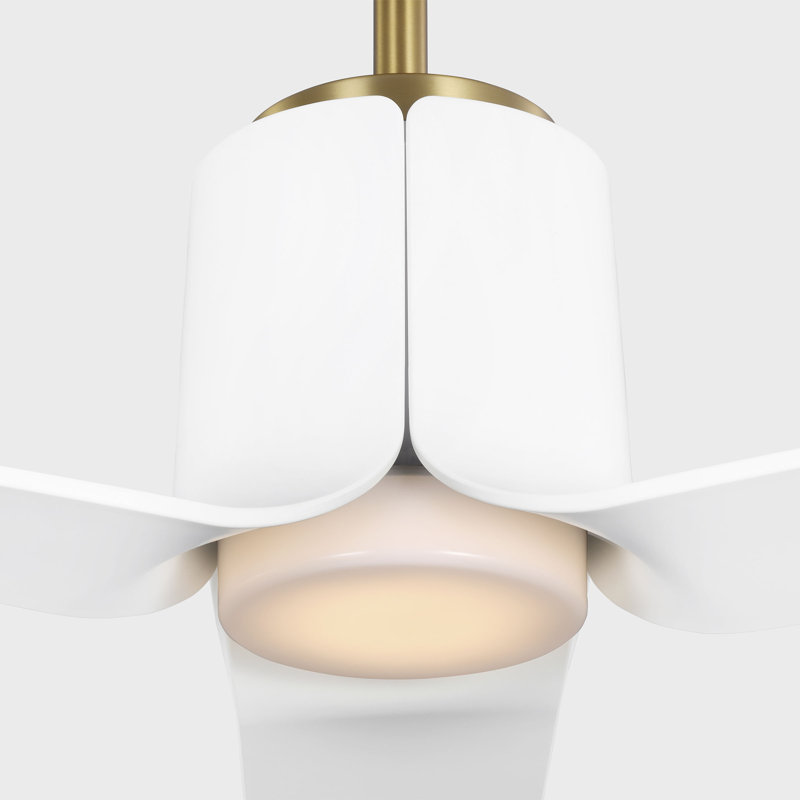 Visual Comfort Fan Peel Smart 66 LED Indoor Ceiling Fan with Threaded Downrod, Matte White ABS blades and Handheld Remote