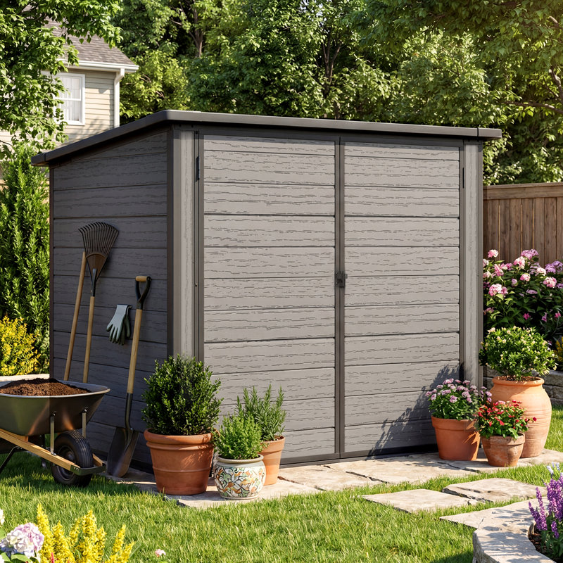 Resin Outdoor Storage Cabinet Outdoor With Lockable Openable Lid