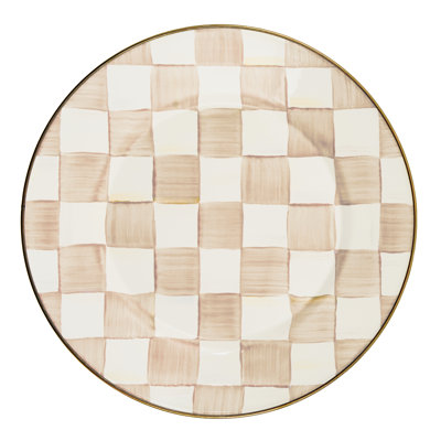 Mocha Check Dinner Plate
