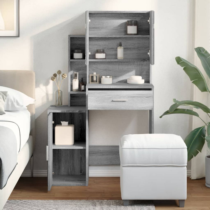 Dressing Table with Mirror, Grey Sonoma