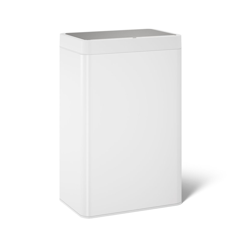 Poubelle en acier inoxydable 13 gallons sans contact, Acier inoxydable / blanc