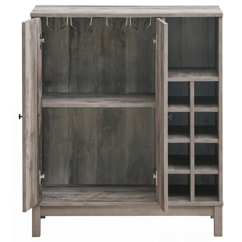Armoire à vin en acacia patiné avec 2 portes