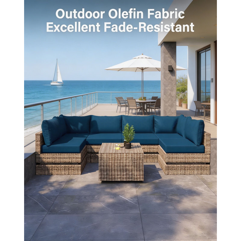 14 Piece Set Of Outdoor Replacement Cushions, For Patio Furniture, Waterproof, Stain Resistant, Fade Resistant, Heat Pressing TPU, Outdoor Olefin Fabric, Suitable For 6-Seater Sofa Cushions