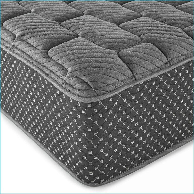 Matelas, très grand matelas hybride matelassé de 13 po avec tissu anti-mèche | Mousse + ressort | Gris anthracite