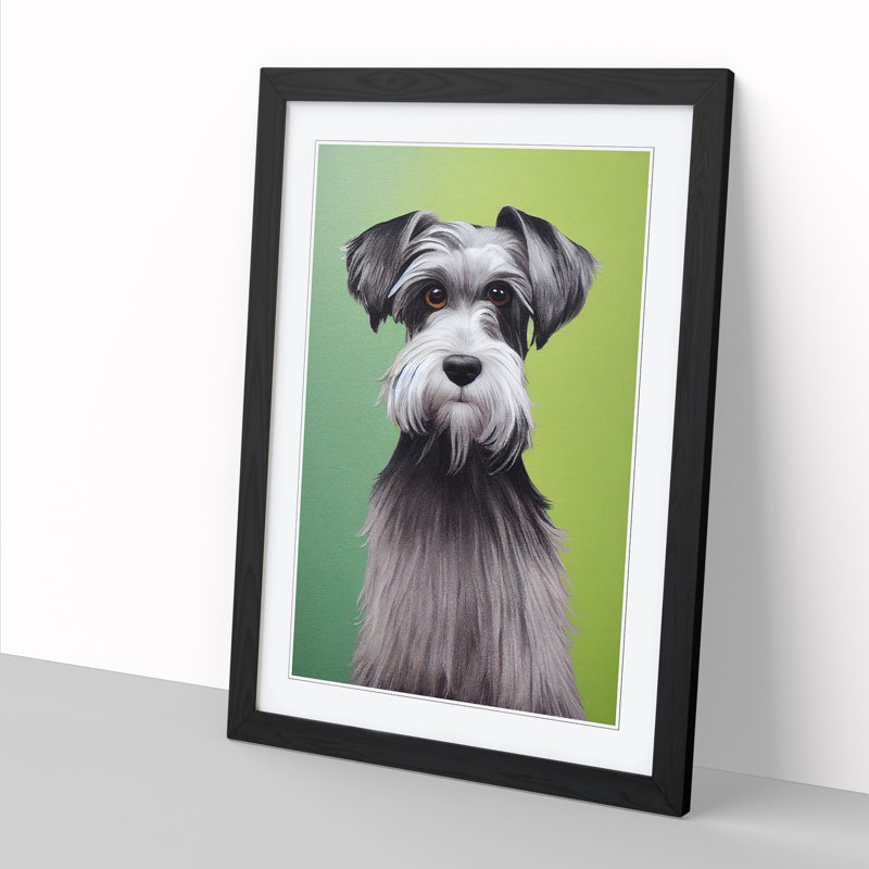 Schnauzer Dog Painting - Single Picture Frame Print, Black, 64cm H x 46cm W x 2cm D