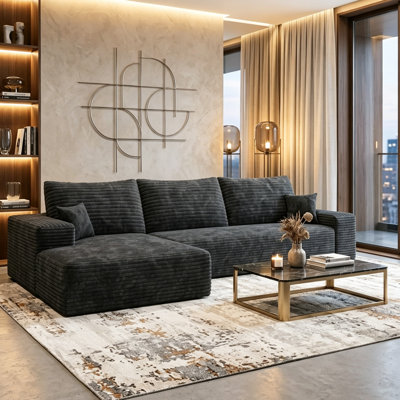107" Modern Modular L-Shaped Sectional Sofa With Soft Corduroy & High-Density Foam