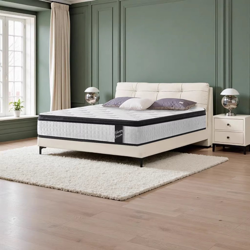 Grand matelas hybride de 12 pouces avec ressorts ensachés individuels et mousse à mémoire de forme à 7 zones, certifié CertiPUR-US, housse tricotée blanche