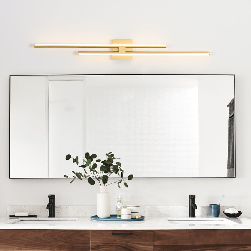Jacia 40 In. 2 - Light Dimmable LED Vanity Bath Bar Wall Light Triac Dimmable, Gold