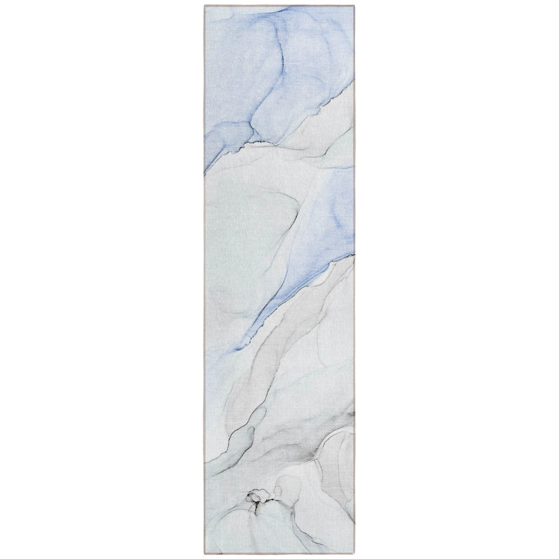 Tapis de couloir d'extérieur 8 po ivoire et gris