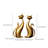 Gold Cat Figurine Set of 2, Modern Resin Cat Statues with Long Necks and Curled Tails 