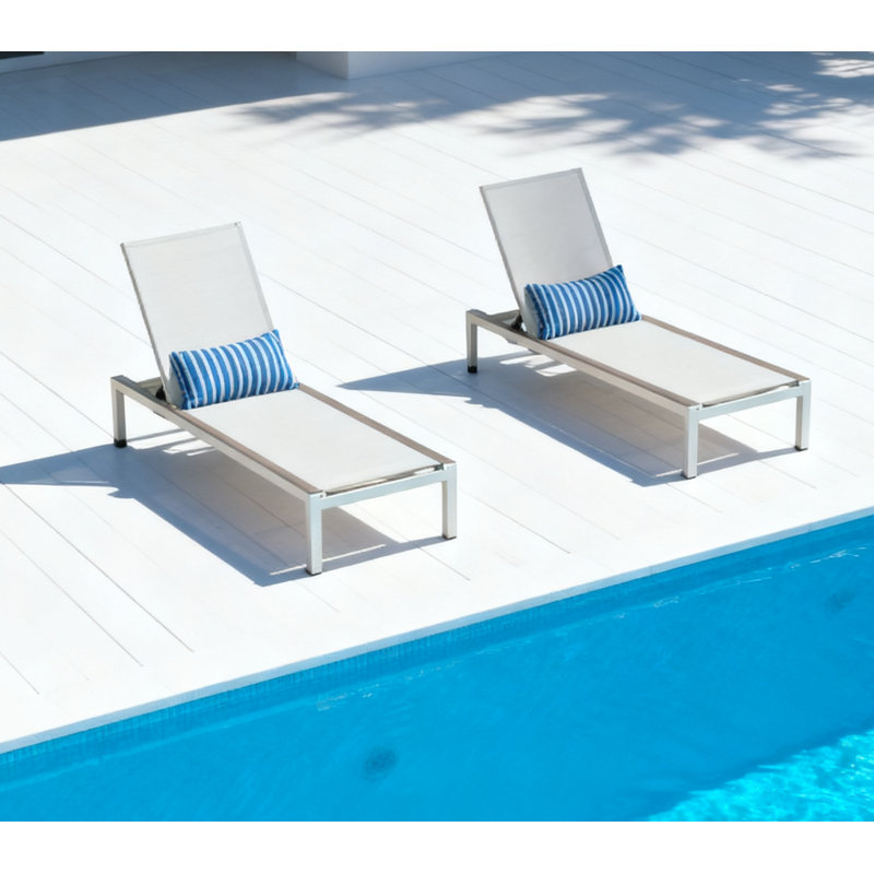 Ensemble de chaises longues d'extérieur Jarin, White