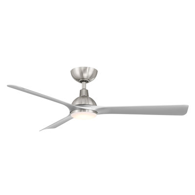 Gage Brushed Nickel/Silver 3-Blade LED Smart Ceiling Fan With 2700K-3000K-4000K-5000K Selectable LED Light Kit and Remote Control Included, Works With Alexa and iOS or Android App