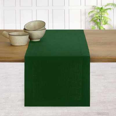 Chemin de table en lin D'Moksha 36 po, chemin de table noir, écologique - ourlé, 14 x 36 po