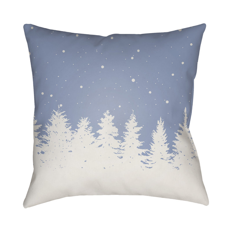  Trees Indoor/Outdoor Throw Pillow, Blue / White, 18" H x 18" W x 4" D