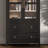 Tall Arched Top Cabinet Bookcase with Glass Doors and Drawers for Kitchen, Workspace-343128346
