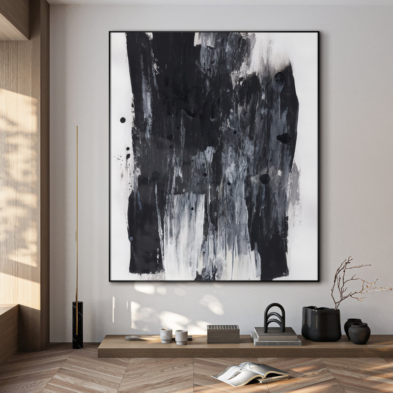 Très grand art mural imprimé sur tissu - Abstrait neutre moderne pour la décoration d'œuvres d'art contemporain pour le salon ou la chambre à coucher - «Assemblage requis du cadre (cadre non fini)»
