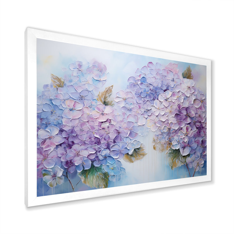 Fleurs d'hirangées mauves paradisiaques I - champ de fleurs, art mural, H 30 po x l 40 po x P 1,5 po, Cadre simple blanc