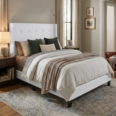 Arki Upholstered Linen Wingback Bed