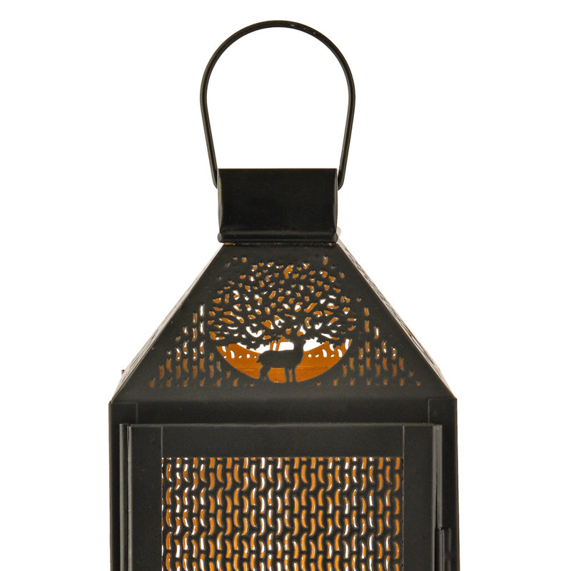Metal Tabletop Lantern, 12" H x 5" W x 5" D